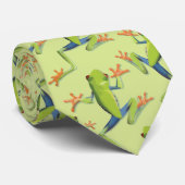 Greenery Tree-Frog Patroonontwerp Stropdas (Opgerold)