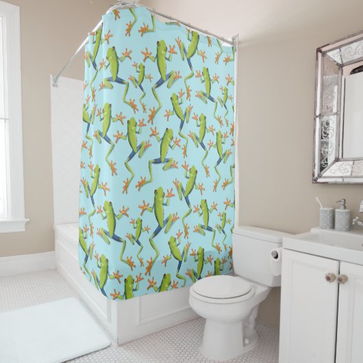 Greenery Tree-Frog Pattern Design Shower Curtain Douchegordijn (In situ)