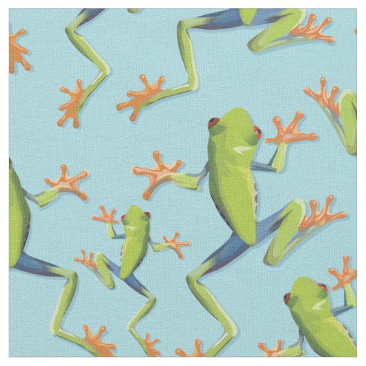Greenery Tree-Frog Pattern Design Stof (Close Up)