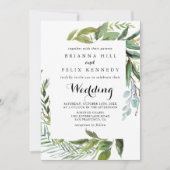 Greenery Tropical Calligraphy Front & Back Wedding Kaart (Voorkant)