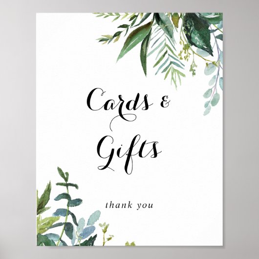 Greenery Tropical Calligraphy Kaarten and Gifts Si Poster (Voorkant)
