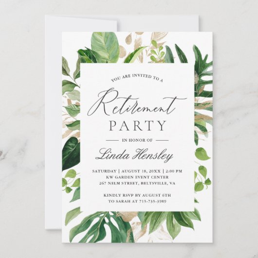 Greenery Tropical eaves Summer Retirement Party Kaart (Voorkant)