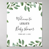 Greenery Tropical Eucalyptus Baby shower Welkom Poster (Voorkant)