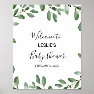 Greenery Tropical Eucalyptus Baby shower Welkom Poster