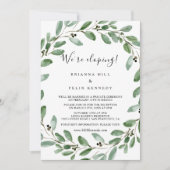 Greenery Tropical Eucalyptus Elopement Reception Kaart (Voorkant)