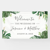 Greenery Tropical Leaves Wedding Party Spandoek (Horizontaal)