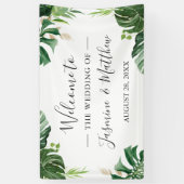 Greenery Tropical Leaves Wedding Party Spandoek (Verticaal)