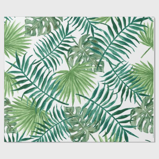 Greenery Tropical Monstera en Palm Leaves Cadeaupapier (Vlak)