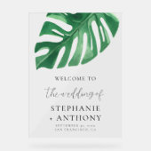 Greenery Tropical Monstera Leaves Summer Wedding Acryl Bord (Voorkant)