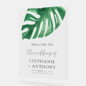 Greenery Tropical Monstera Leaves Summer Wedding Acryl Bord (Hoek)