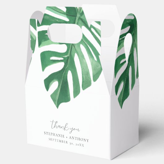 Greenery Tropical Monstera Leaves Summer Wedding Bedankdoosjes (Geopend)