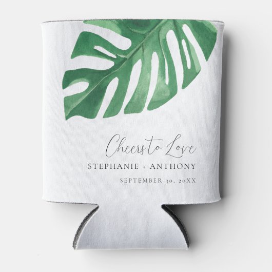 Greenery Tropical Monstera Leaves Summer Wedding Blikjeskoeler (Voorkant)