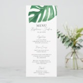 Greenery Tropical Monstera Leaves Summer Wedding Menu (Staand voorkant)