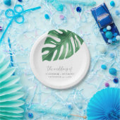 Greenery Tropical Monstera Leaves Summer Wedding Papieren Bordje (Feest)
