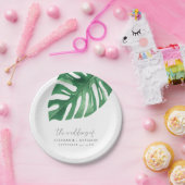 Greenery Tropical Monstera Leaves Summer Wedding Papieren Bordje (Feest)