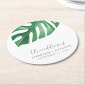 Greenery Tropical Monstera Leaves Summer Wedding Ronde Kartonnen Onderzetter (Gebogen)