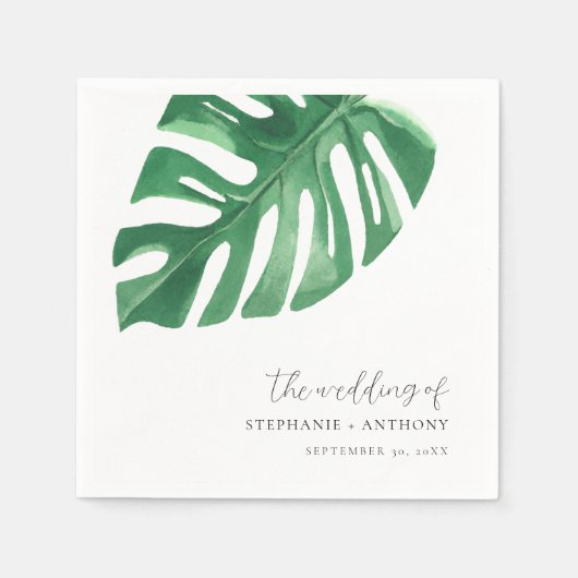 Greenery Tropical Monstera Leaves Summer Wedding Servet (Voorkant)