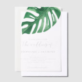 Greenery Tropical Monstera Leaves Summer Wedding Vellum Uitnodigingen (Offset)
