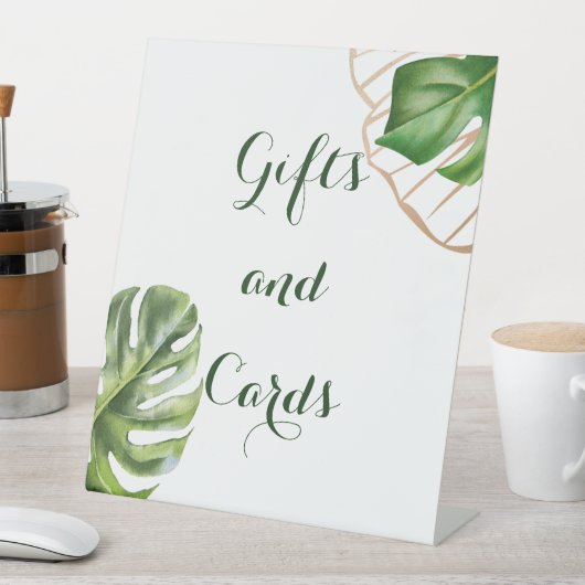 Greenery Tropical Palm Gender Neutral Baby shower Reclamebord Met Voetstuk (Insitu)