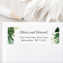 Greenery Tropical Palm Leaves Return Address