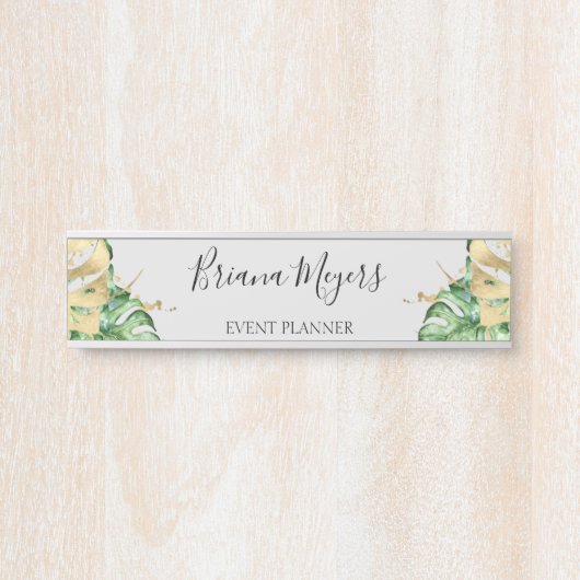 Greenery Tropical Palm Leaves Sand Business Deurbordje (Voorkant)