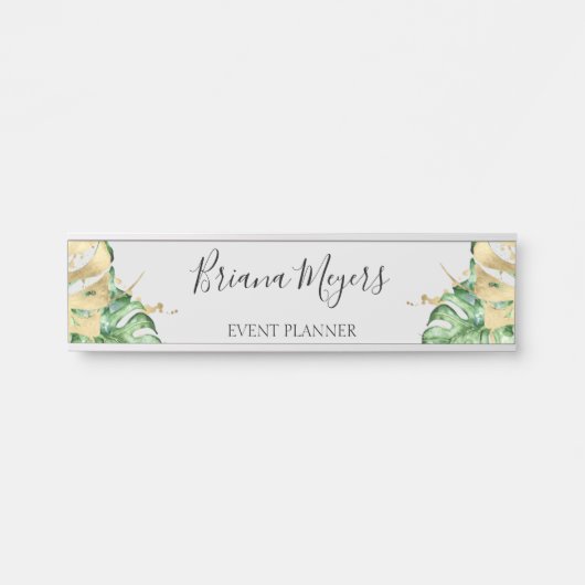 Greenery Tropical Palm Leaves Sand Business Deurbordje (Voorkant)