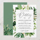 Greenery Tropical Palm Leaves Summer Wedding Kaart (Voorkant / Achterkant)