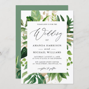 Greenery Tropical Palm Leaves Summer Wedding Kaart