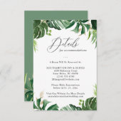 Greenery Tropical Palm Leaves Wedding Details Informatiekaartje (Voorkant / Achterkant)