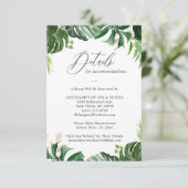 Greenery Tropical Palm Leaves Wedding Details Informatiekaartje (Staand voorkant)