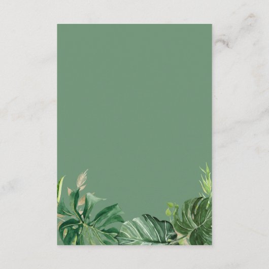 Greenery Tropical Palm Leaves Wedding Details Informatiekaartje (Achterkant)
