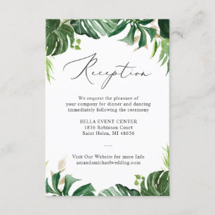 Greenery Tropical Palm Leaves Wedding Reception Informatiekaartje