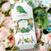 Greenery Tropical Parrots exotic Boy Baby shower Drieluik Aankondiging