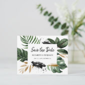 Greenery Tropical Summer verlaat de datum redden Briefkaart (Staand voorkant)