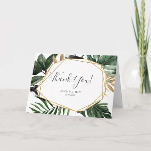 Greenery Tropical Wedding Bedankkaart (Voorkant)