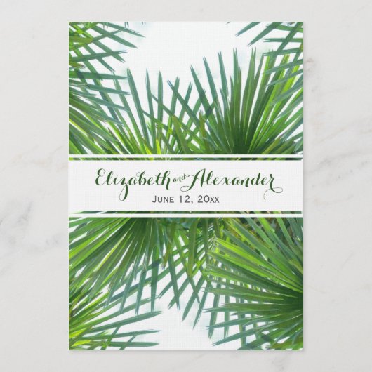 Greenery Tropical Wedding Menu Card (Achterkant)