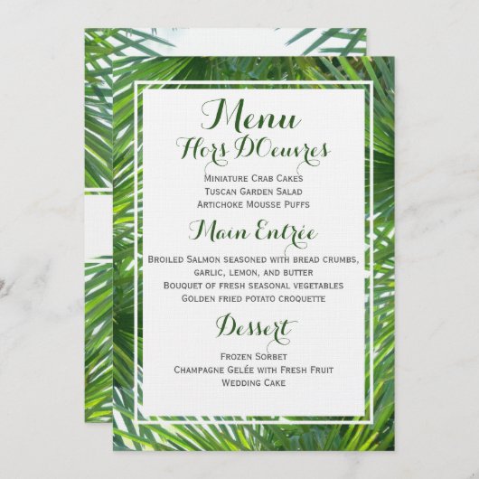 Greenery Tropical Wedding Menu Card (Voorkant / Achterkant)