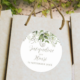Greenery Tropical Wedding Ronde Sticker
