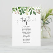 Greenery trouwtafel plan, moderne kalligrafie kaart (Staand voorkant)