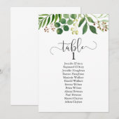 Greenery trouwtafel plan, moderne kalligrafie kaart (Voorkant / Achterkant)