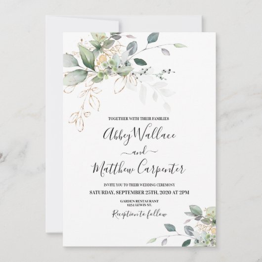 Greenery trouwuitnodiging kaart (Voorkant)