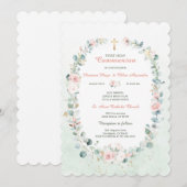 Greenery Twin Communion Girls Kaart (Voorkant / Achterkant)