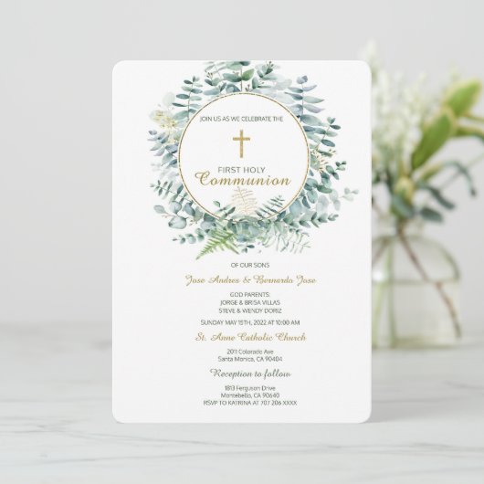 Greenery Twin Community Sjabloon Kaart (Staand voorkant)