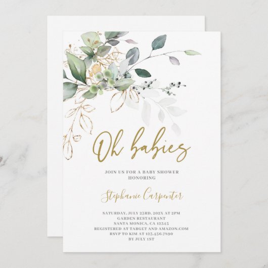 Greenery twins-uitnodiging kaart (Voorkant / Achterkant)