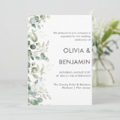 Greenery | Uitnodiging tot weduwschap met eucalypt (Staand voorkant)