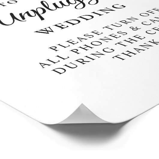 Greenery Unplugged Wedding Ceremony Sign Poster (Hoek)