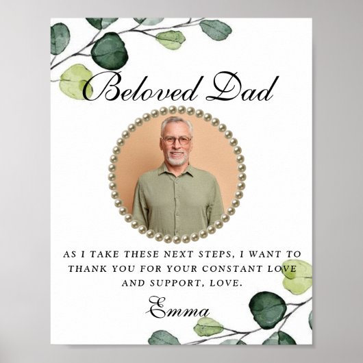 Greenery Vader van de Bride Dank u Gift Poster (Voorkant)