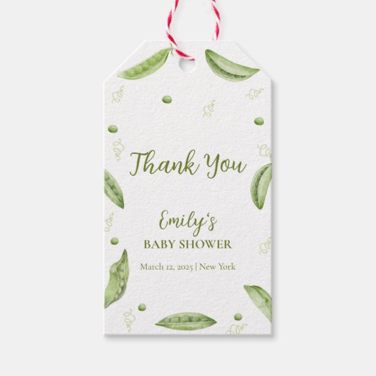 Greenery Veggie Sweet Pea In Pod Baby shower Cadeaulabel (Voorkant)