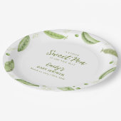 Greenery Veggie Sweet Pea In Pod Baby shower Papieren Bordje (Gekanteld)
