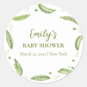 Greenery Veggie Sweet Pea In Pod Baby shower Ronde Sticker
